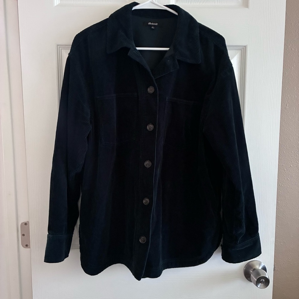 Madewell Women’s Corduroy Kentwood Oversized Shirt-Jacket, Dark Green, Medium